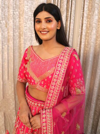 Angelic Light Peach Taffeta Saree - Image 2